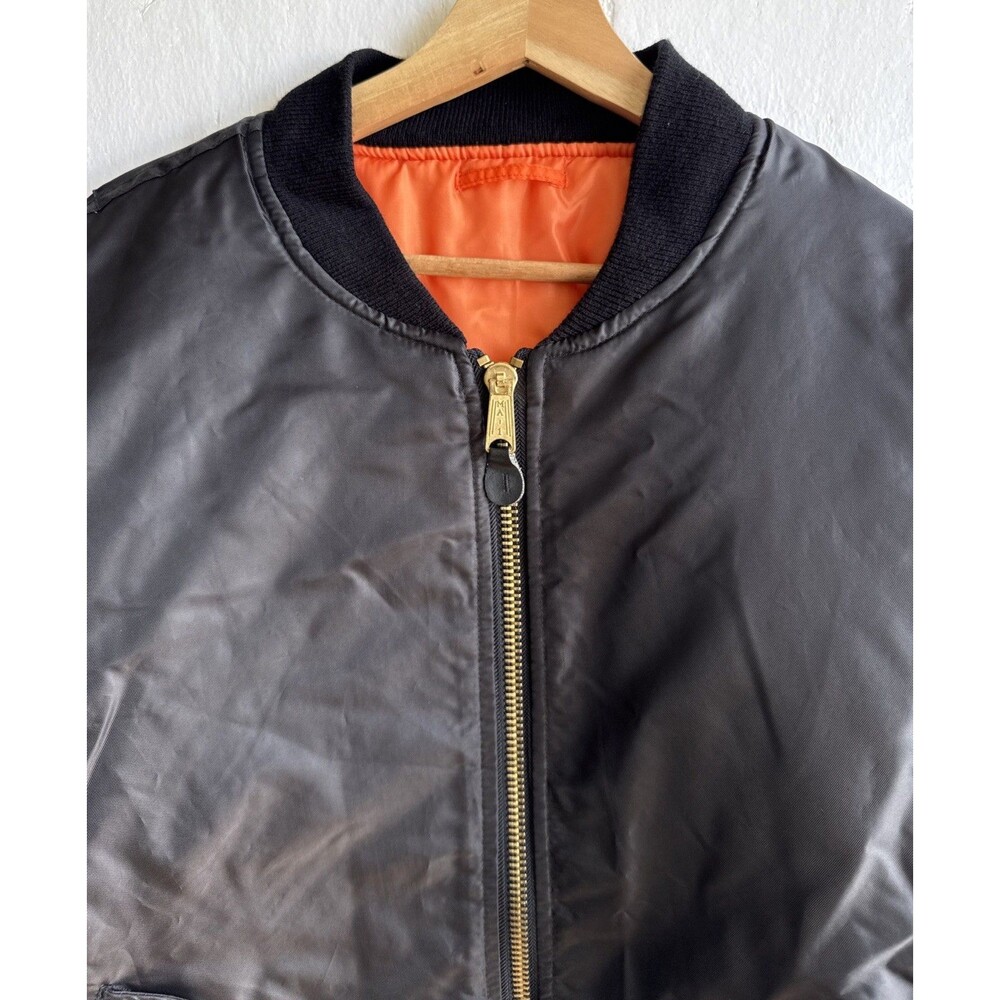 Rothco Boeing MA-1 Bomber Jacket Men’s 2XL Black Nylon MIL-J-6141 Orange - Picture 3 of 11